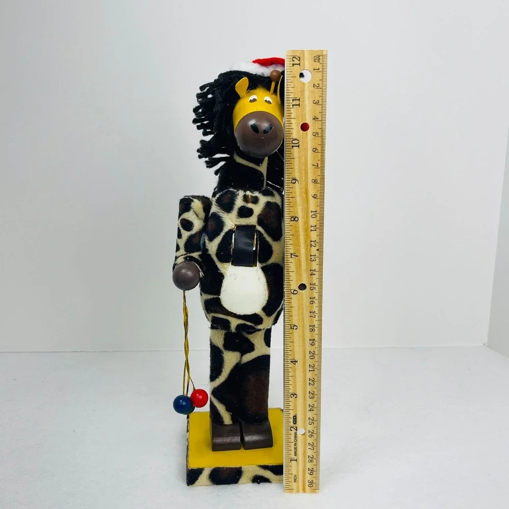 Giraffe Christmas Nutcracker Safari Animal Print Santa Hat 12 Inch Decor